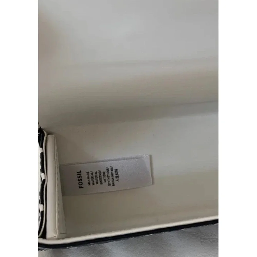 Fossil Sofia Hard Shell Eyeglass Sunglasses Case Black & White Key Print EC